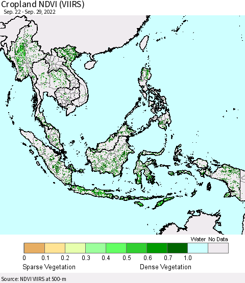 South East Asia Cropland NDVI (VIIRS) Thematic Map For 9/22/2022 - 9/29/2022