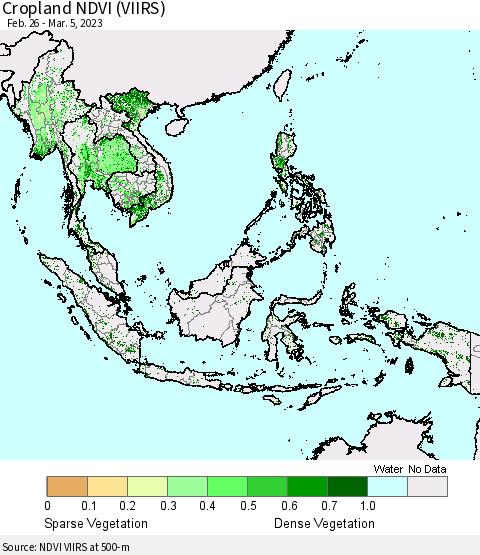 South East Asia Cropland NDVI (VIIRS) Thematic Map For 2/26/2023 - 3/5/2023