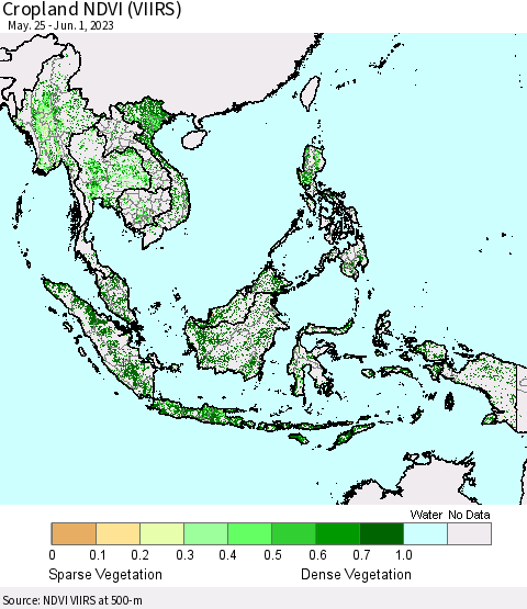 South East Asia Cropland NDVI (VIIRS) Thematic Map For 5/25/2023 - 6/1/2023