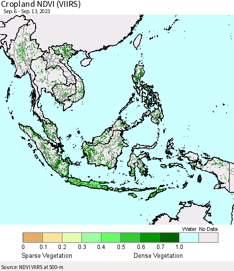 South East Asia Cropland NDVI (VIIRS) Thematic Map For 9/6/2023 - 9/13/2023