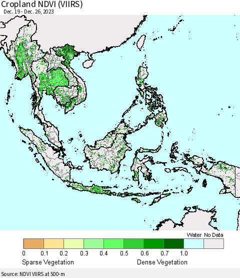 South East Asia Cropland NDVI (VIIRS) Thematic Map For 12/19/2023 - 12/26/2023