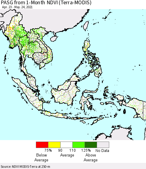 South East Asia PASG from 1-Month NDVI (Terra-MODIS) Thematic Map For 5/17/2021 - 5/24/2021