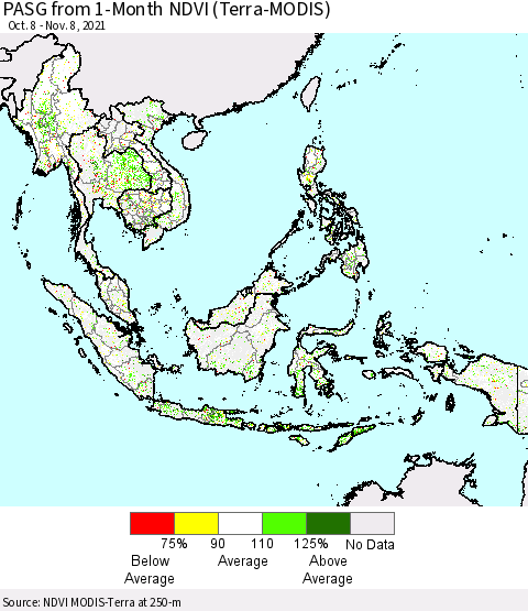 South East Asia PASG from 1-Month NDVI (Terra-MODIS) Thematic Map For 11/1/2021 - 11/8/2021