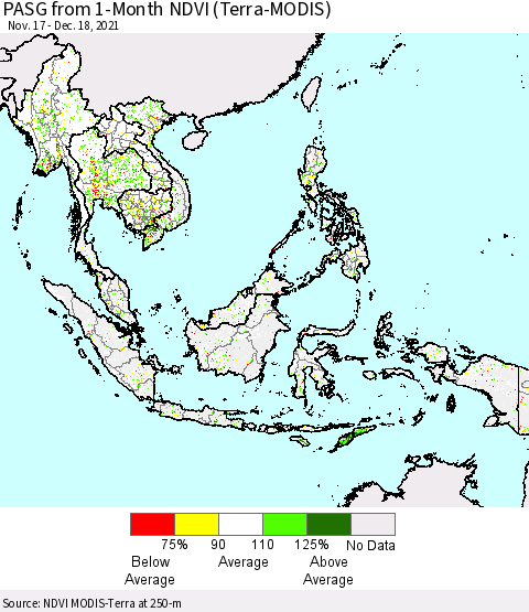 South East Asia PASG from 1-Month NDVI (Terra-MODIS) Thematic Map For 12/11/2021 - 12/18/2021