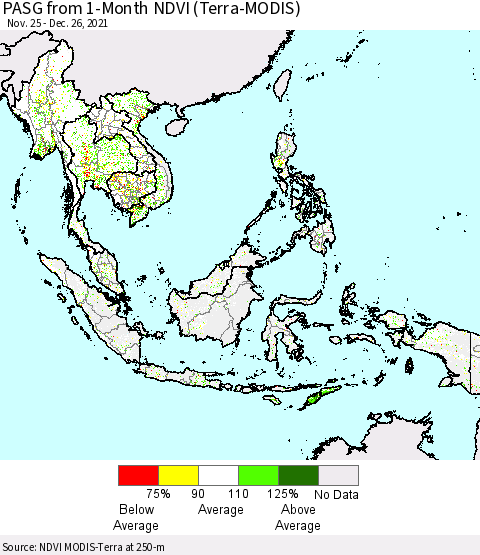 South East Asia PASG from 1-Month NDVI (Terra-MODIS) Thematic Map For 12/19/2021 - 12/26/2021