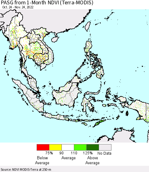 South East Asia PASG from 1-Month NDVI (Terra-MODIS) Thematic Map For 11/17/2022 - 11/24/2022