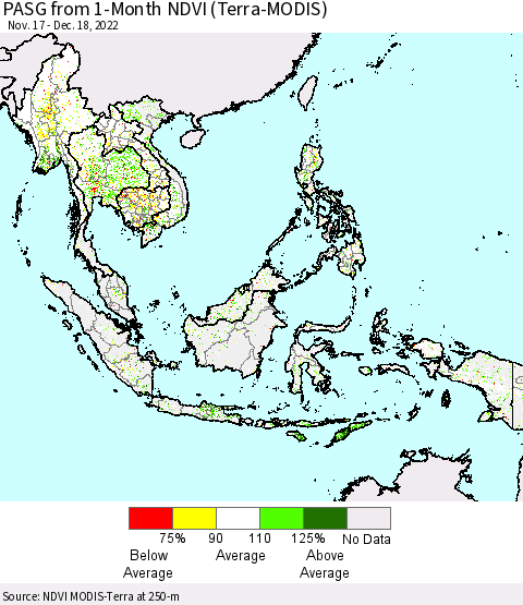 South East Asia PASG from 1-Month NDVI (Terra-MODIS) Thematic Map For 12/11/2022 - 12/18/2022