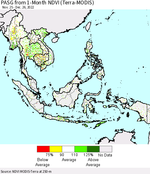 South East Asia PASG from 1-Month NDVI (Terra-MODIS) Thematic Map For 12/19/2022 - 12/26/2022