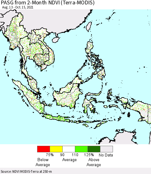South East Asia PASG from 2-Month NDVI (Terra-MODIS) Thematic Map For 10/8/2021 - 10/15/2021