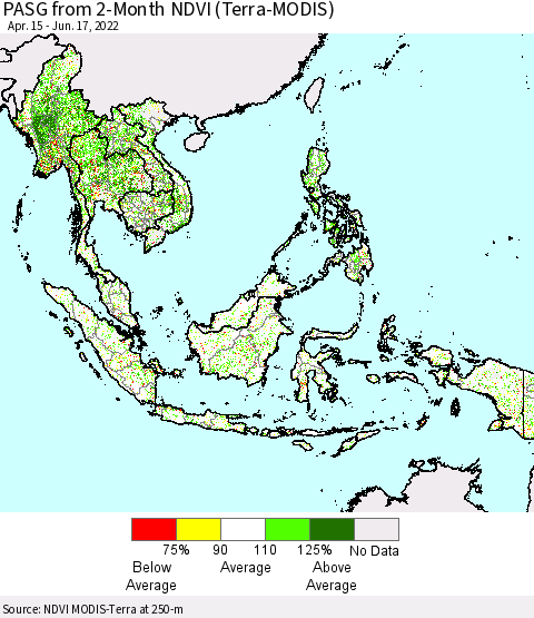 South East Asia PASG from 2-Month NDVI (Terra-MODIS) Thematic Map For 6/10/2022 - 6/17/2022