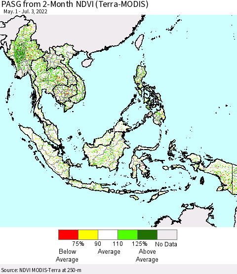 South East Asia PASG from 2-Month NDVI (Terra-MODIS) Thematic Map For 6/26/2022 - 7/3/2022