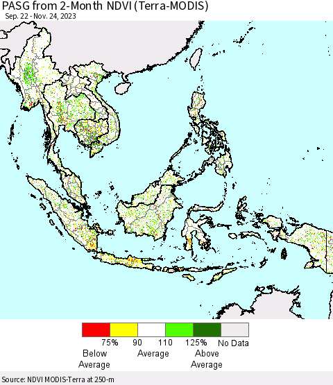South East Asia PASG from 2-Month NDVI (Terra-MODIS) Thematic Map For 11/17/2023 - 11/24/2023