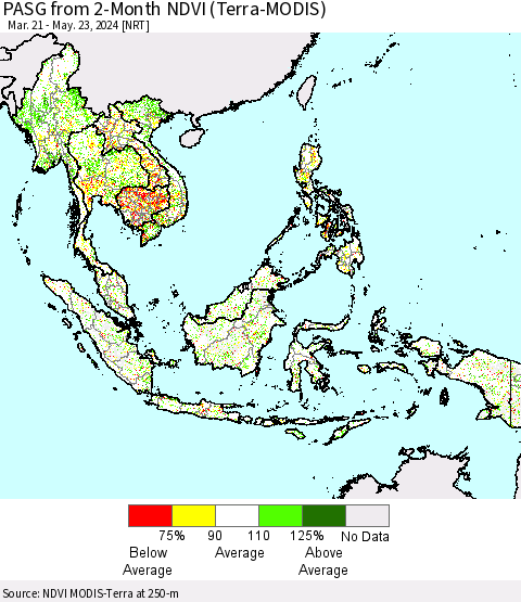 South East Asia PASG from 2-Month NDVI (Terra-MODIS) Thematic Map For 5/16/2024 - 5/23/2024
