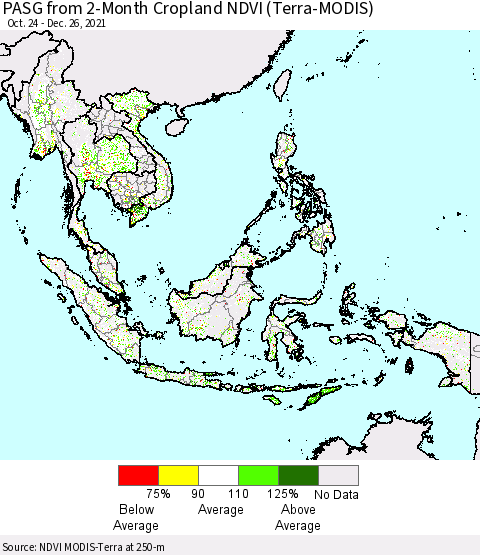 South East Asia PASG from 2-Month Cropland NDVI (Terra-MODIS) Thematic Map For 12/19/2021 - 12/26/2021