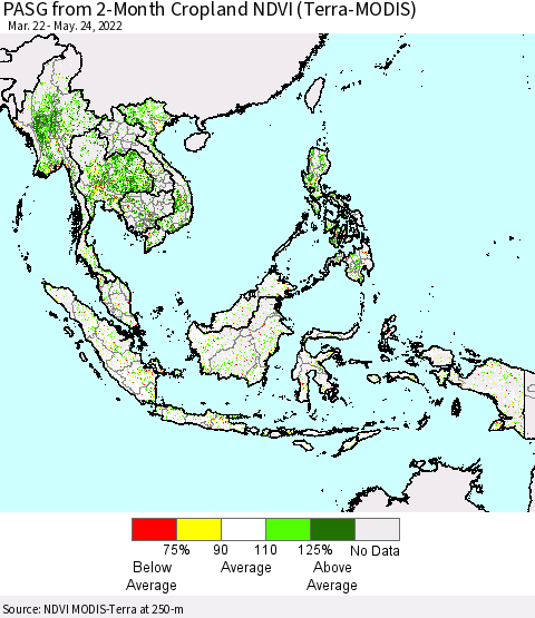 South East Asia PASG from 2-Month Cropland NDVI (Terra-MODIS) Thematic Map For 5/17/2022 - 5/24/2022