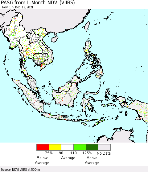 South East Asia PASG from 1-Month NDVI (VIIRS) Thematic Map For 12/11/2021 - 12/18/2021