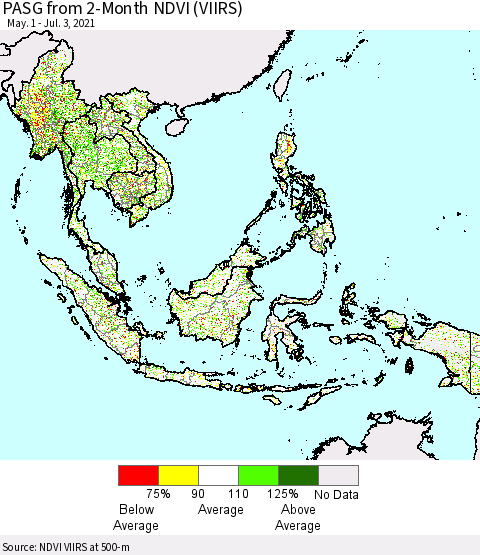 South East Asia PASG from 2-Month NDVI (VIIRS) Thematic Map For 6/26/2021 - 7/3/2021