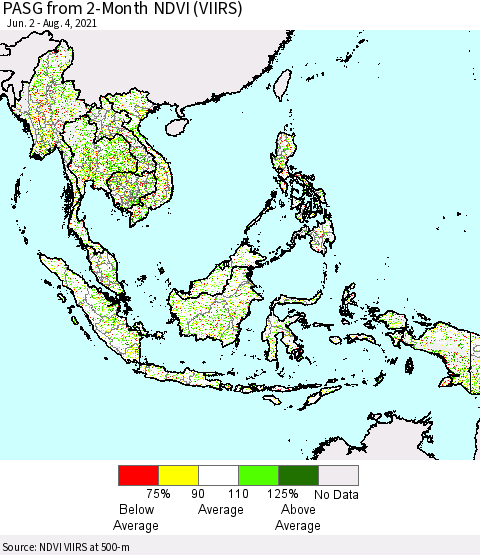 South East Asia PASG from 2-Month NDVI (VIIRS) Thematic Map For 7/28/2021 - 8/4/2021