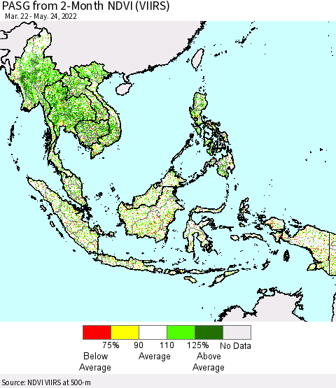 South East Asia PASG from 2-Month NDVI (VIIRS) Thematic Map For 5/17/2022 - 5/24/2022