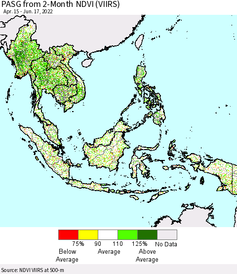 South East Asia PASG from 2-Month NDVI (VIIRS) Thematic Map For 6/10/2022 - 6/17/2022