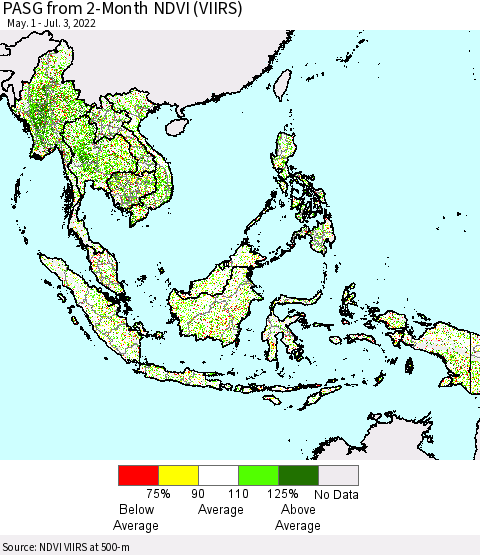 South East Asia PASG from 2-Month NDVI (VIIRS) Thematic Map For 6/26/2022 - 7/3/2022