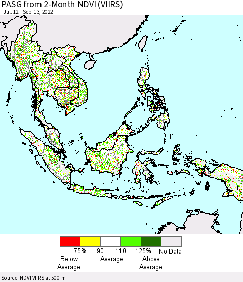 South East Asia PASG from 2-Month NDVI (VIIRS) Thematic Map For 9/6/2022 - 9/13/2022