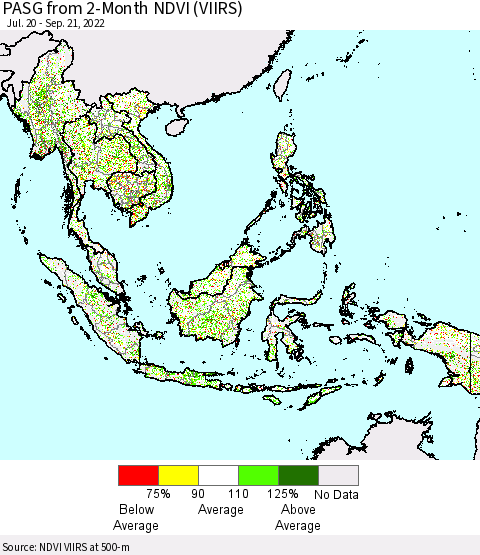South East Asia PASG from 2-Month NDVI (VIIRS) Thematic Map For 9/14/2022 - 9/21/2022