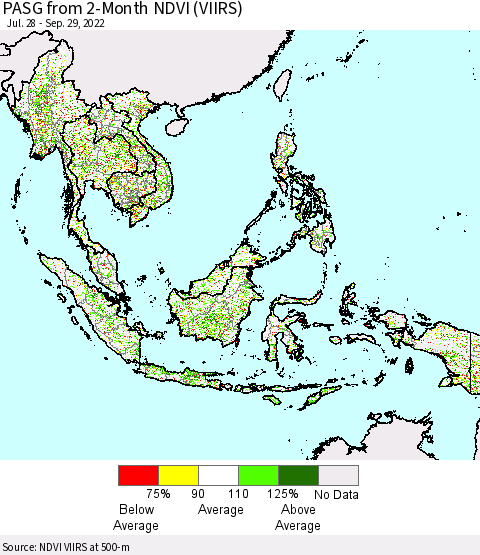 South East Asia PASG from 2-Month NDVI (VIIRS) Thematic Map For 9/22/2022 - 9/29/2022