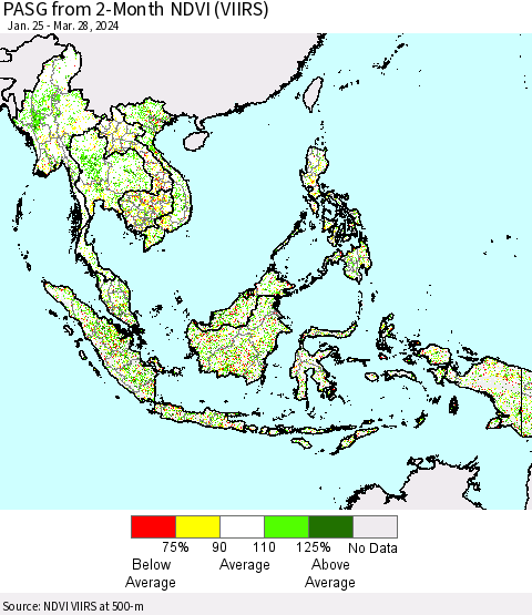 South East Asia PASG from 2-Month NDVI (VIIRS) Thematic Map For 3/21/2024 - 3/28/2024