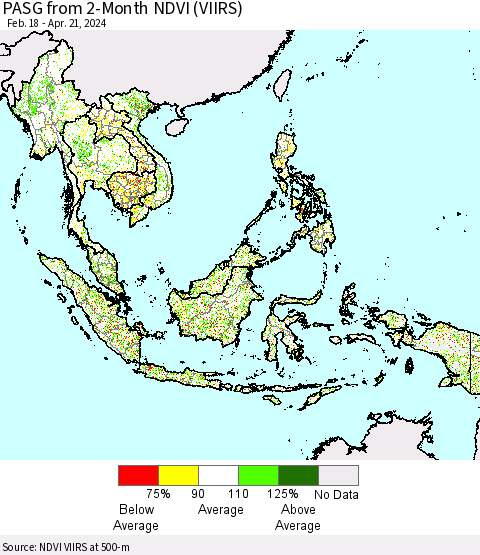 South East Asia PASG from 2-Month NDVI (VIIRS) Thematic Map For 4/14/2024 - 4/21/2024