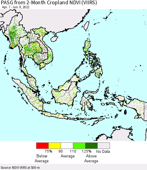 South East Asia PASG from 2-Month Cropland NDVI (VIIRS) Thematic Map For 6/2/2022 - 6/9/2022