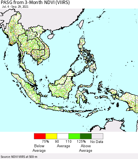 South East Asia PASG from 3-Month NDVI (VIIRS) Thematic Map For 9/22/2021 - 9/29/2021