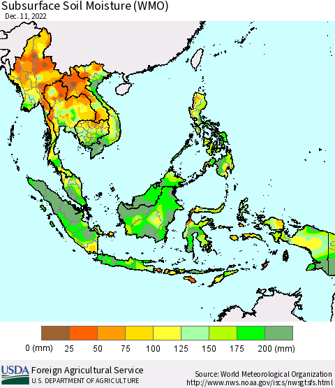 South East Asia Subsurface Soil Moisture (WMO) Thematic Map For 12/5/2022 - 12/11/2022