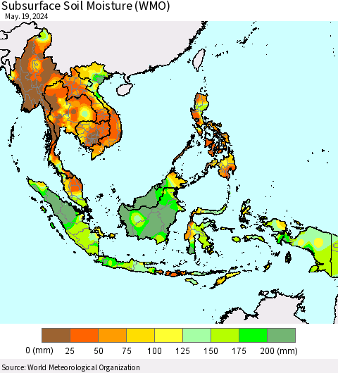 South East Asia Subsurface Soil Moisture (WMO) Thematic Map For 5/13/2024 - 5/19/2024