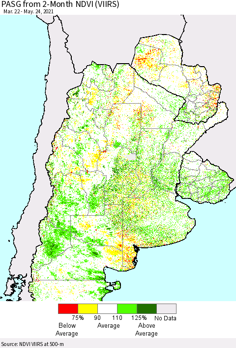 Southern South America PASG from 2-Month NDVI (VIIRS) Thematic Map For 5/17/2021 - 5/24/2021
