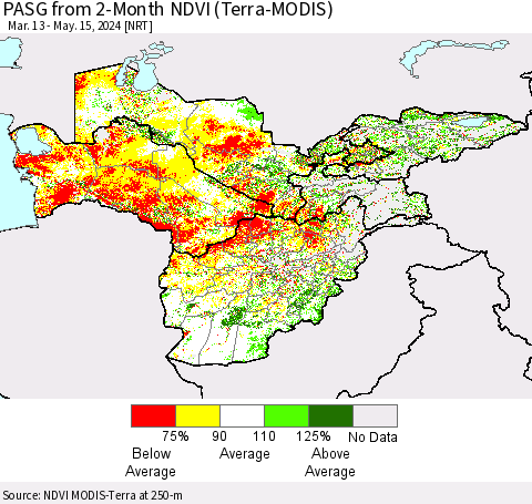 Central Asia PASG from 2-Month NDVI (Terra-MODIS) Thematic Map For 5/8/2024 - 5/15/2024