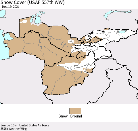 Central Asia Snow Cover (USAF 557th WW) Thematic Map For 12/13/2021 - 12/19/2021