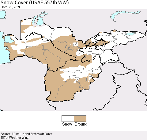 Central Asia Snow Cover (USAF 557th WW) Thematic Map For 12/20/2021 - 12/26/2021