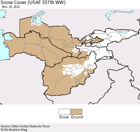 Central Asia Snow Cover (USAF 557th WW) Thematic Map For 11/14/2022 - 11/20/2022