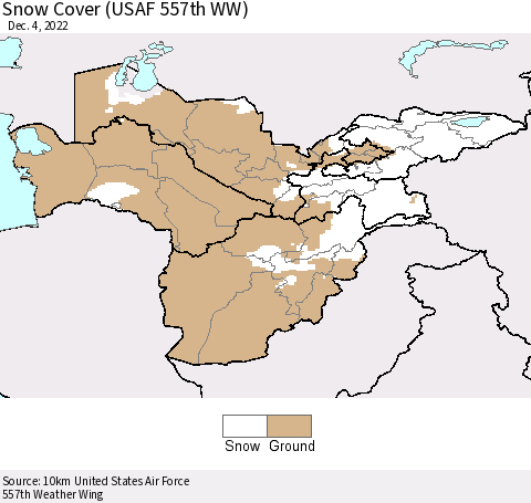 Central Asia Snow Cover (USAF 557th WW) Thematic Map For 11/28/2022 - 12/4/2022