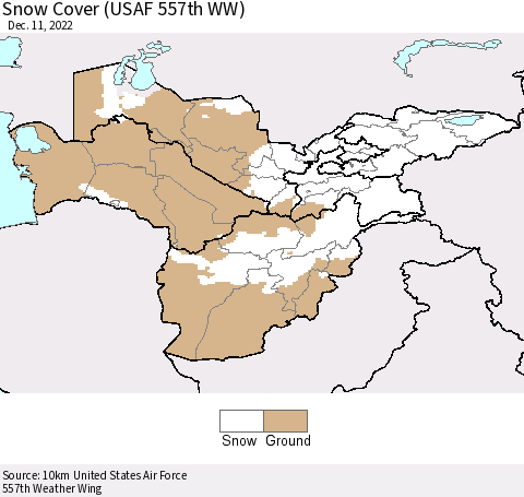 Central Asia Snow Cover (USAF 557th WW) Thematic Map For 12/5/2022 - 12/11/2022