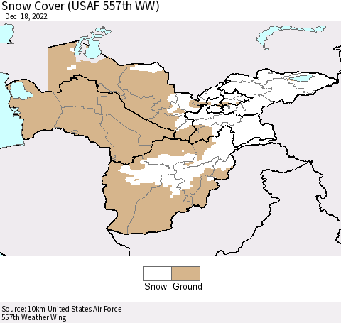 Central Asia Snow Cover (USAF 557th WW) Thematic Map For 12/12/2022 - 12/18/2022