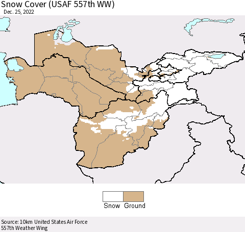 Central Asia Snow Cover (USAF 557th WW) Thematic Map For 12/19/2022 - 12/25/2022