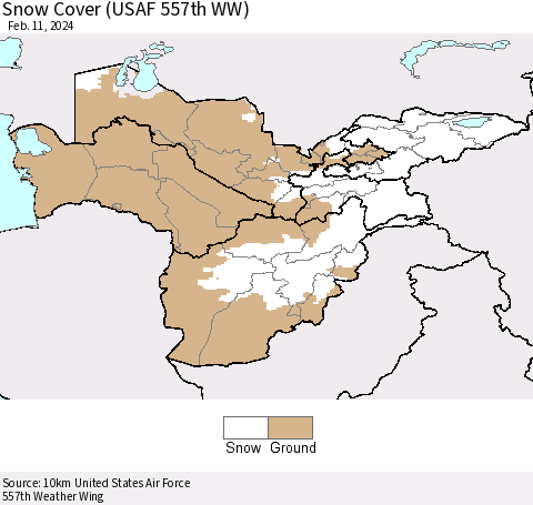 Central Asia Snow Cover (USAF 557th WW) Thematic Map For 2/5/2024 - 2/11/2024