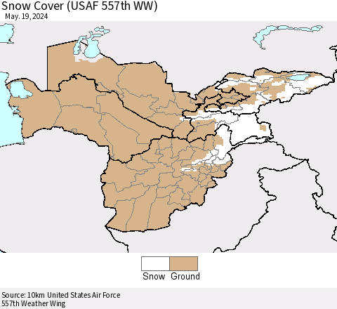 Central Asia Snow Cover (USAF 557th WW) Thematic Map For 5/13/2024 - 5/19/2024