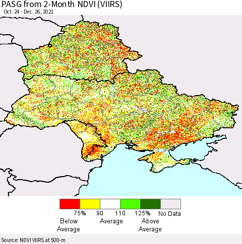 Ukraine, Moldova and Belarus PASG from 2-Month NDVI (VIIRS) Thematic Map For 12/19/2021 - 12/26/2021
