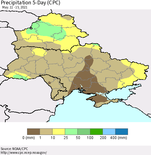 Ukraine, Moldova and Belarus Precipitation 5-Day (CPC) Thematic Map For 5/11/2021 - 5/15/2021