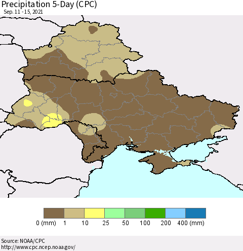 Ukraine, Moldova and Belarus Precipitation 5-Day (CPC) Thematic Map For 9/11/2021 - 9/15/2021