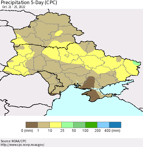 Ukraine, Moldova and Belarus Precipitation 5-Day (CPC) Thematic Map For 10/21/2022 - 10/25/2022