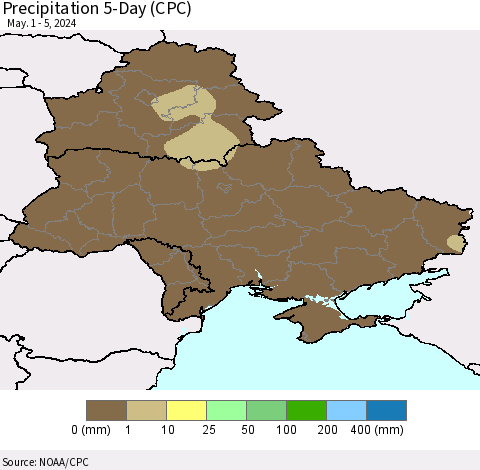 Ukraine, Moldova and Belarus Precipitation 5-Day (CPC) Thematic Map For 5/1/2024 - 5/5/2024